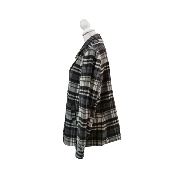 Chaps Black and Cream Plaid Pea Coat XL NWT VERY BEAUTIFUL - Picture 5 of 16